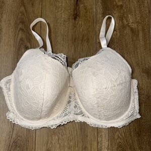 Dreamwear‎ Ivory Bra 44 D lace overlay underwire padded